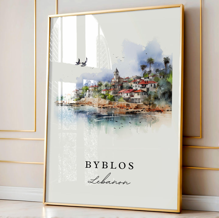 Byblos Lebanon wall art - Lebanon, Byblos poster, Byblos Wedding gift, Byblos Birthday present, Custom Text, Personalized Gift
