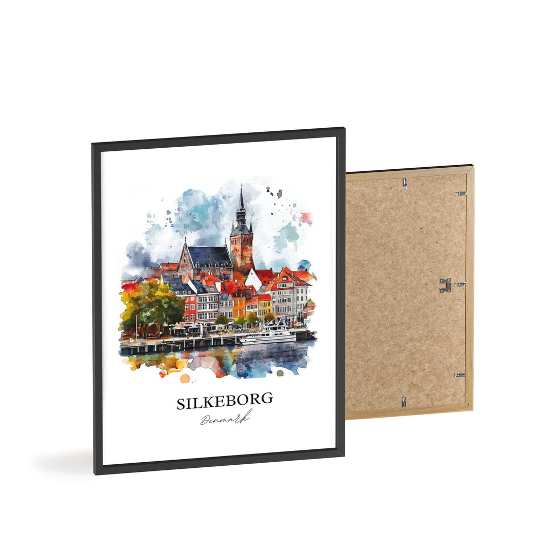Silkeborg, Denmark – Watercolor Art Print of Jutlandic Peninsula