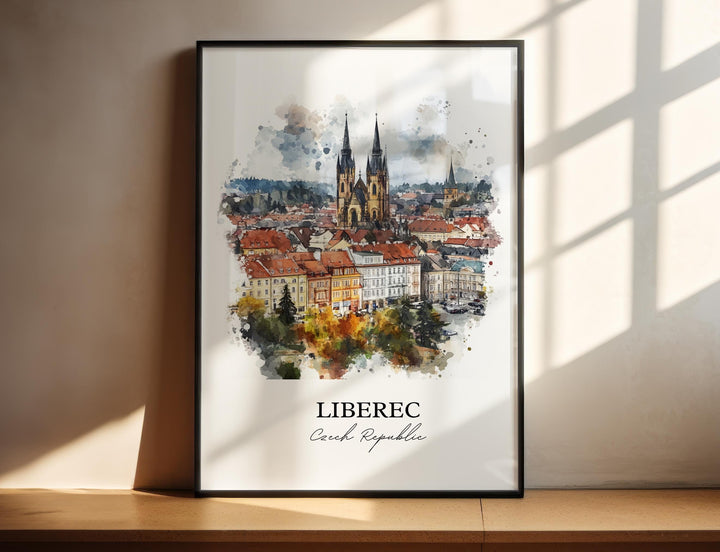 Liberec Wall Art, Liberec Czechia Print, Czech Republic Watercolor Art, Liberec Gift, Travel Print, Travel Poster, Housewarming Gift