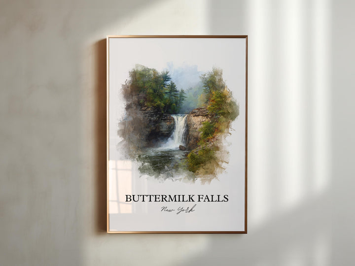 Buttermilk Falls Wall Art, Ithaca NY Print, Tompkins County Artwork, Buttermilk Falls Gift, Travel Print, Travel Poster, Housewarming Gift