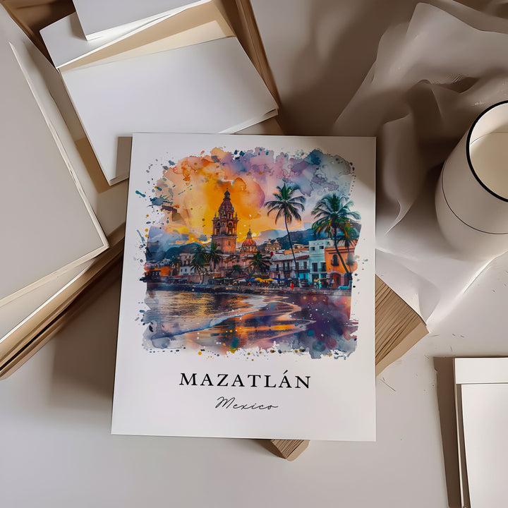 Mazatlan Mexico Wall Art, Mazatlan Print, Mazatlan Watercolor, Mazatlan Mexico Gift,