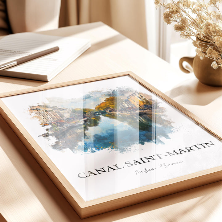 Canal Saint-Martin, France – Watercolor Art Print