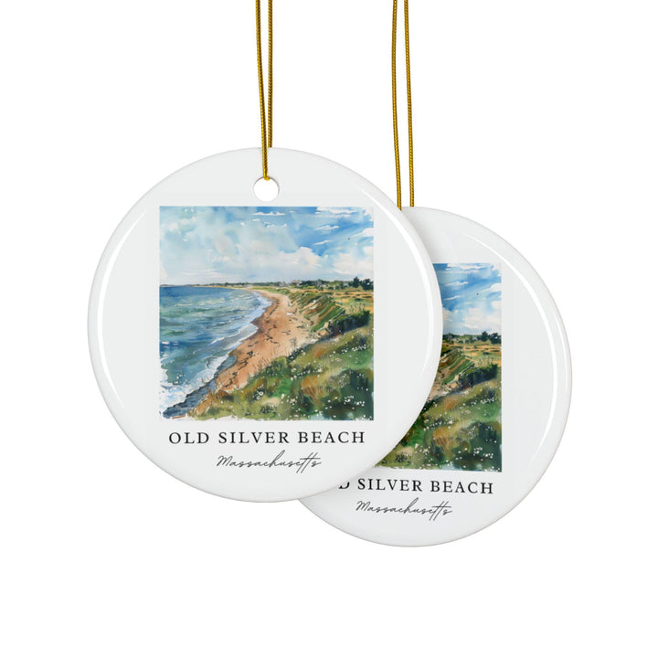 Old Silver Beach Ornament: Unique Falmouth MA Souvenir, Old Silver Beach Xmas Decor, and Authentic Old Silver Beach Gift