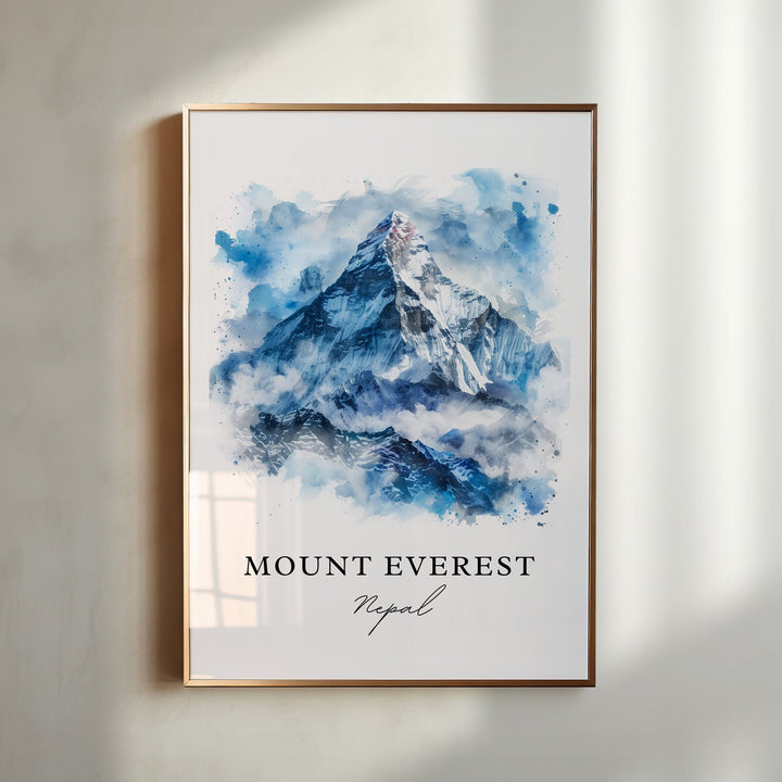 Mount Everest Wall Art, Nepal Print, Everest Watercolor, Mount Everest Nepal Gift,