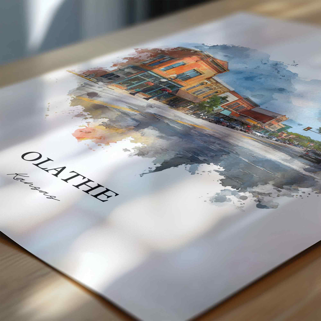Olathe, Kansas Wall Art, Olathe Print, Olathe KS Watercolor Art, Olathe Gift, Travel Print, Travel Poster, Housewarming Gift