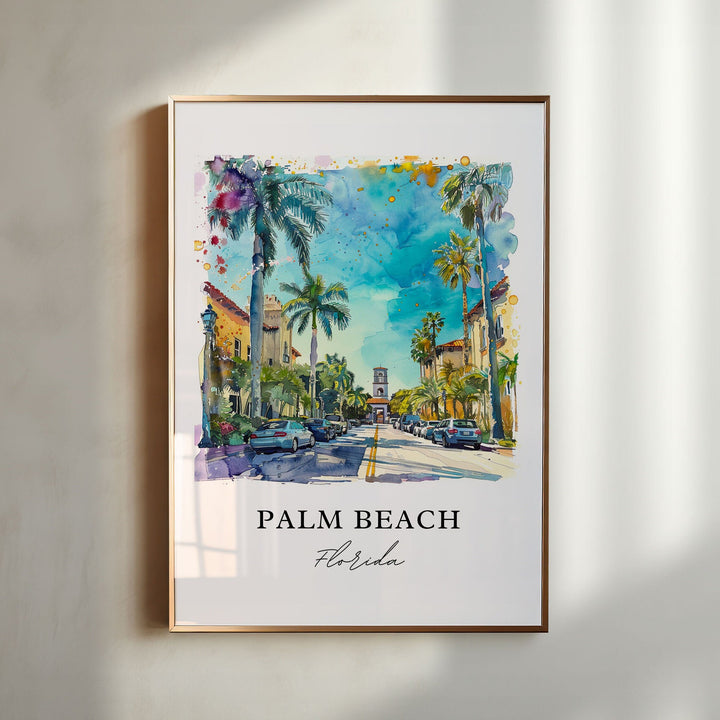 Palm Beach FL Wall Art, Palm Beach Print, Palm Beach FL Watercolor, Palm Beach Gift, Travel Poster, Housewarming Gift