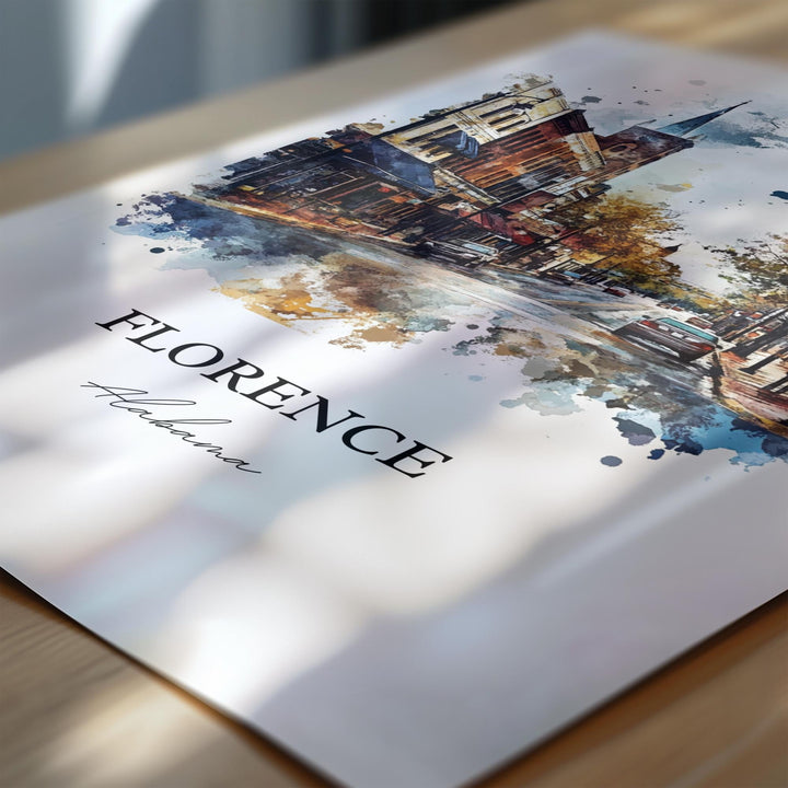 Florence, Alabama Watercolor Art Print