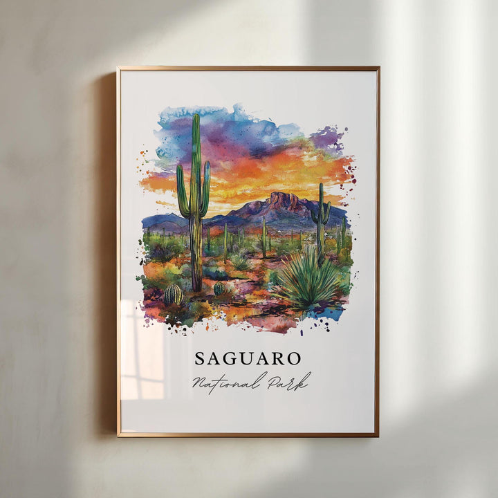 Saguaro National Park Art, Pima County Print, Saguaro Watercolor Art, Pima Arizona Gift,