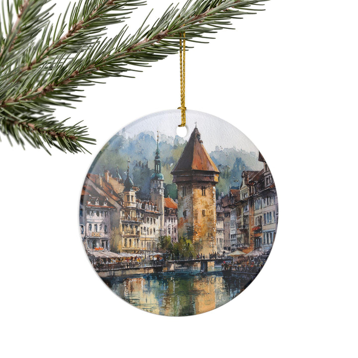 Lucerne Switzerland Ornament: Unique Lucerne Souvenir, Lucerne Xmas Decor, and Authentic Lucerne Switzerland Gift