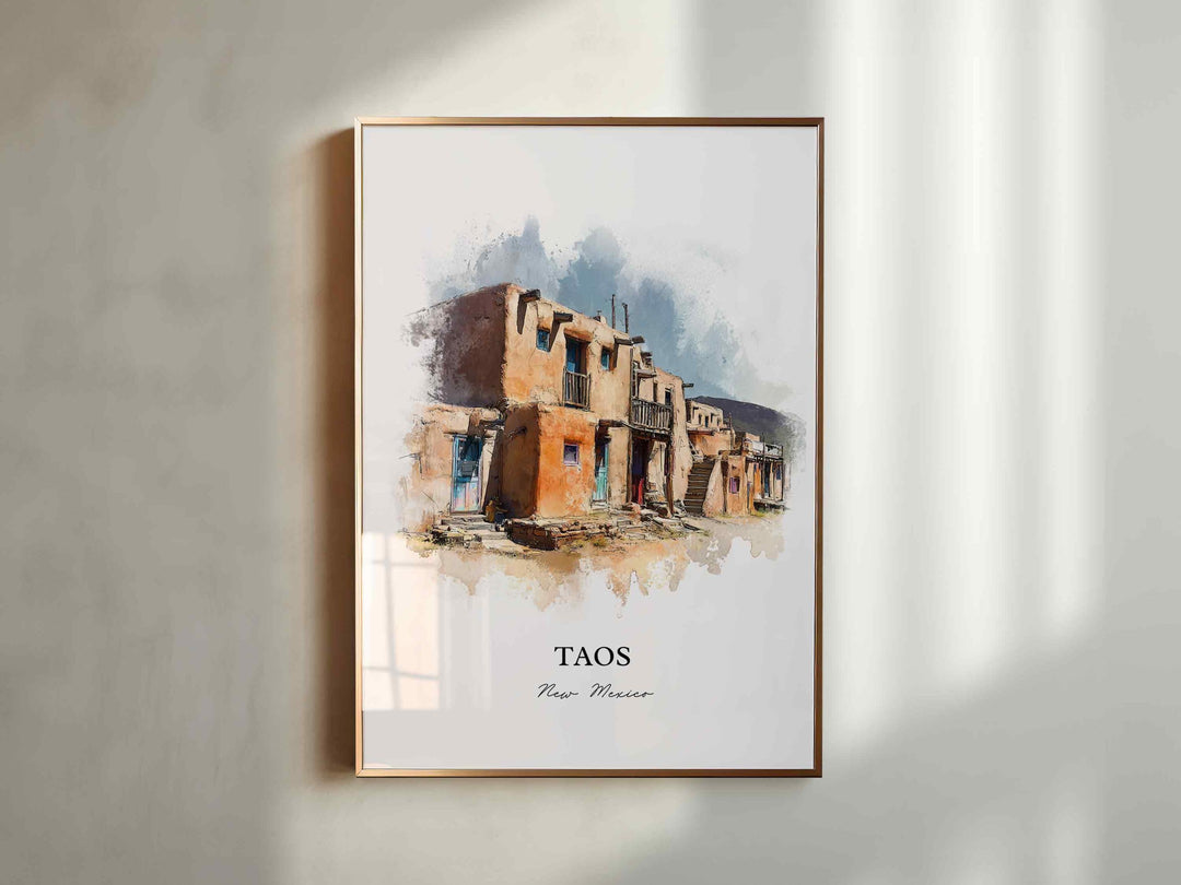 Taos, New Mexico – Watercolor Art Print