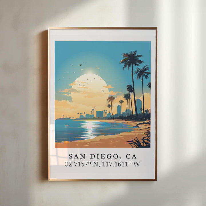 San Diego Diego traditional travel art - California, San Diego poster, Wedding gift, Birthday present, Custom Text, Personalised Gift