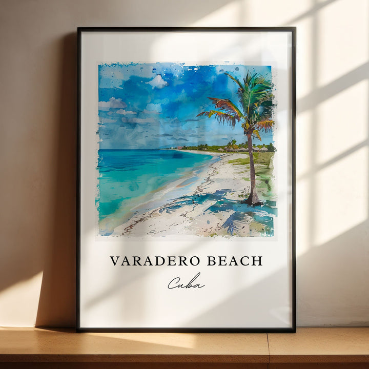 Varadero Beach Wall Art, Varadero Cuba Print, Varadero Watercolor Art, Cuba Beach Gift,