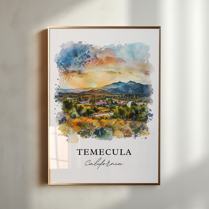 Temecula Wall Art, Temecula Print, Temecula Watercolor, Temecula Riverside Cty Gift,