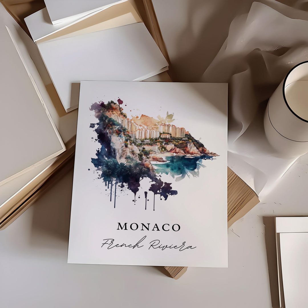 Monaco wall art - France, Monaco poster, Monaco Wedding gift, Monaco Birthday present, Custom Text, Personalised Gift