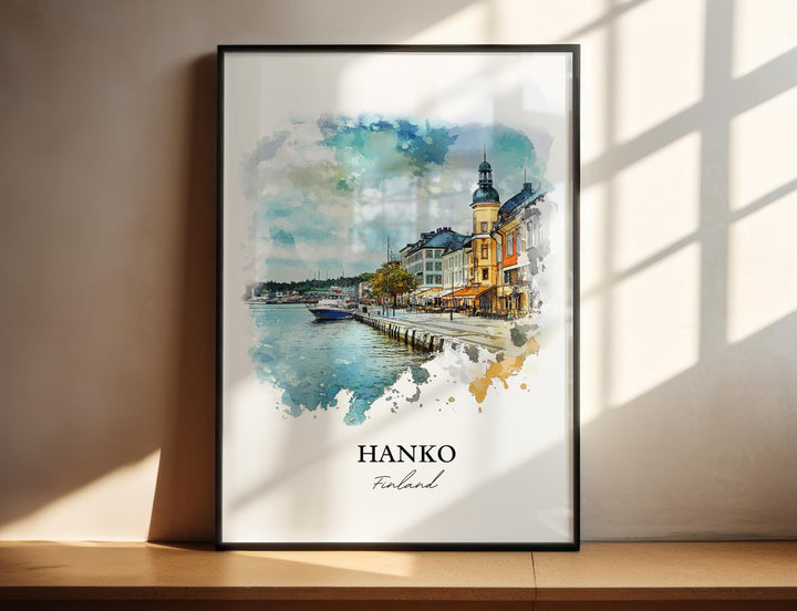 Hanko Finland Wall Art, Uusimaa Region Print, Finland Watercolor Art, Hanko Finland Gift, Travel Print, Travel Poster, Housewarming Gift