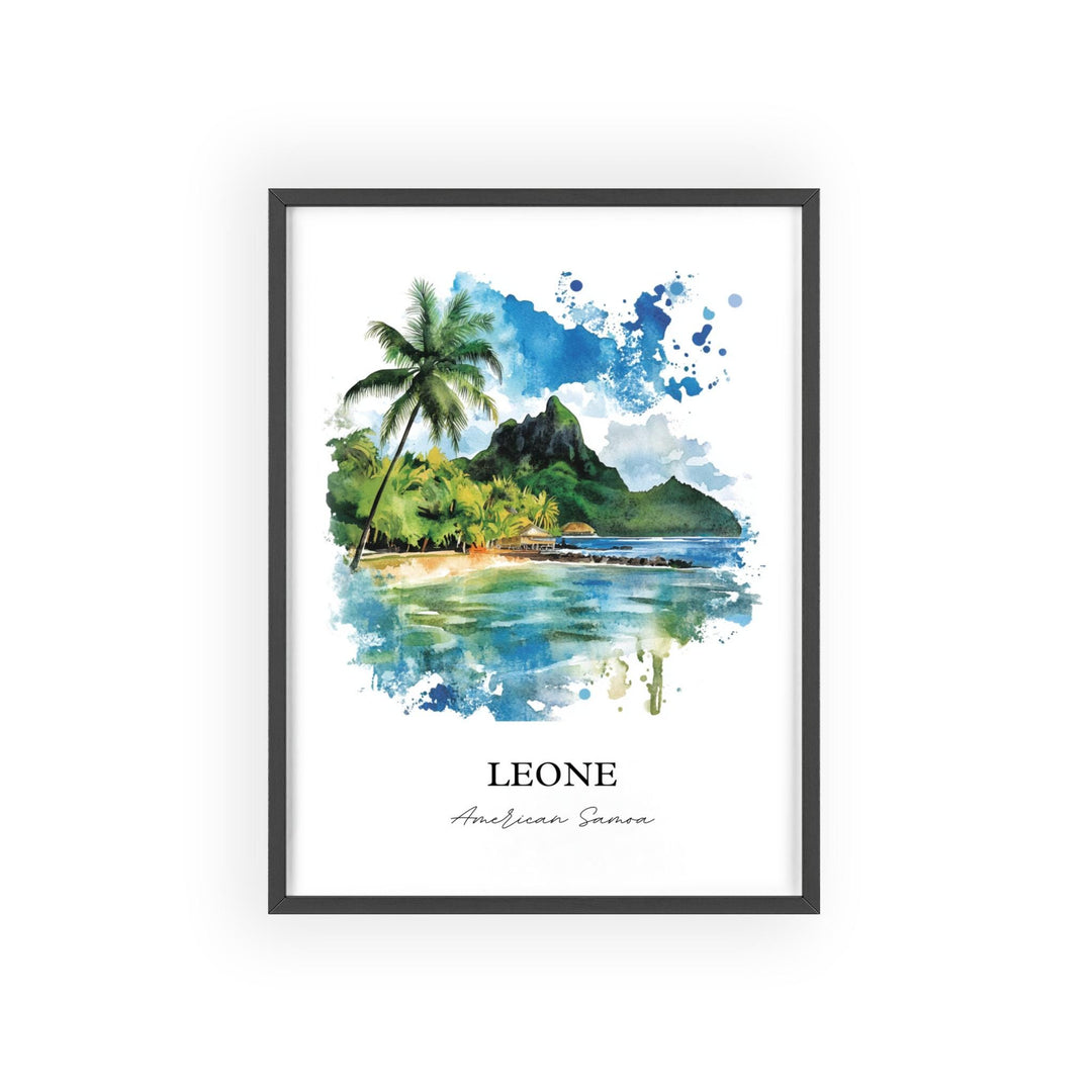 Leone American Samoa Art, Tutuila Island Print, Leone Watercolor Art, American Samoa Gift, Travel Print, Travel Poster, Housewarming Gift