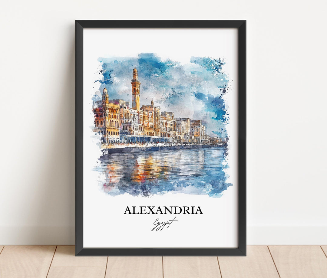 Alexandria Egypt Wall Art, Alexandria Egypt Print, Egypt Watercolor Arr, Alexandria Gift, Travel Print, Travel Poster, Housewarming Gift