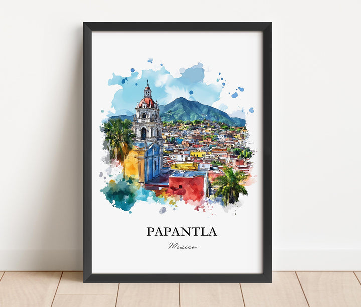 Papantla Mexico Wall Art, Veracruz State Print, Mexico Watercolor Art, Papantla Mexico Gift, Travel Print, Travel Poster, Housewarming Gift