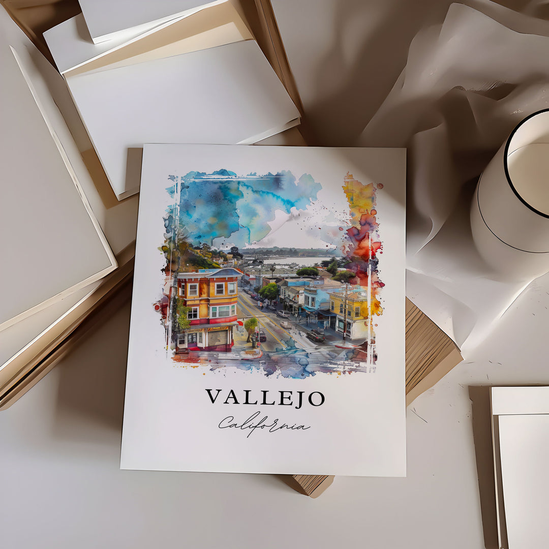 Vallejo California Wall Art, Vallejo Print, Vallejo Watercolor Art, Vallejo Gift,