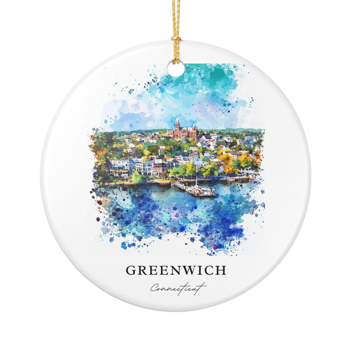 Greenwich CT Ornament: Unique Greenwich CT Souvenir, Greenwich Connecticut Xmas Decor, and Authentic Connecticut Gift