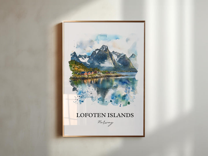 Lofoten Islands Wall Art, Vestvågøya Print, Norway Watercolor Art, Lofoten Islands Gift, Travel Print, Travel Poster, Housewarming Gift