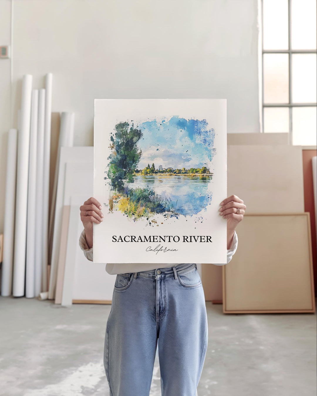 Sacramento River Wall Art, Sacramento Print, California Artwork, Sacramento River Gift, Travel Print, Travel Poster, Housewarming Gift