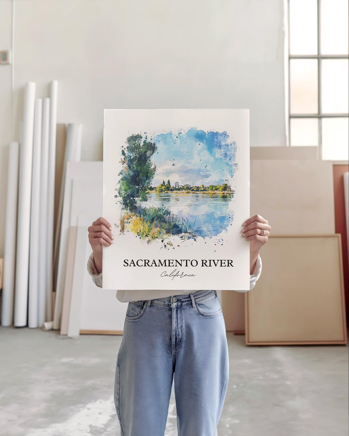Sacramento River Wall Art, Sacramento Print, California Artwork, Sacramento River Gift, Travel Print, Travel Poster, Housewarming Gift