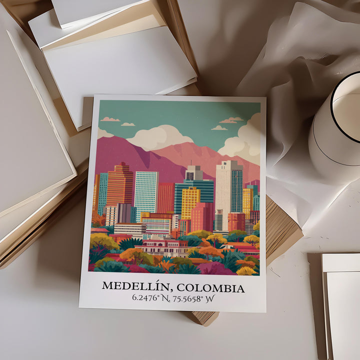 Medellín Art, Medellín Retro Travel Art, Colombia Home Decor, Colombia Gift, Colombia Travel Art, Travel Prints, Housewarming Gift