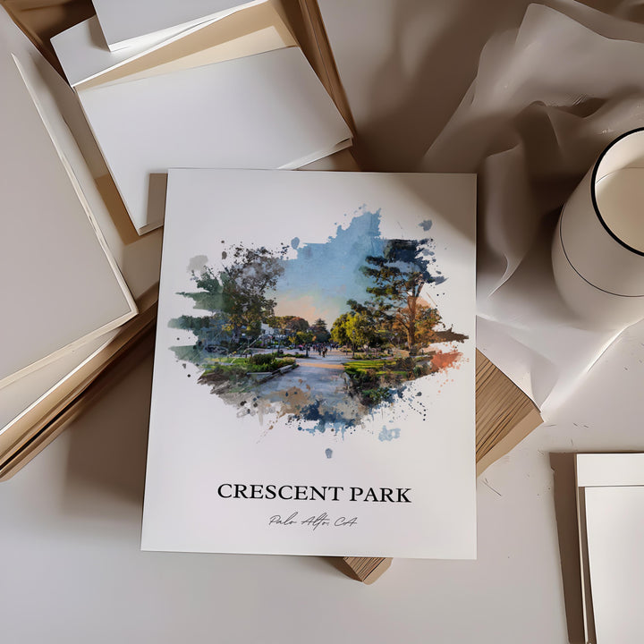 Crescent Park, California – Watercolor Art Print