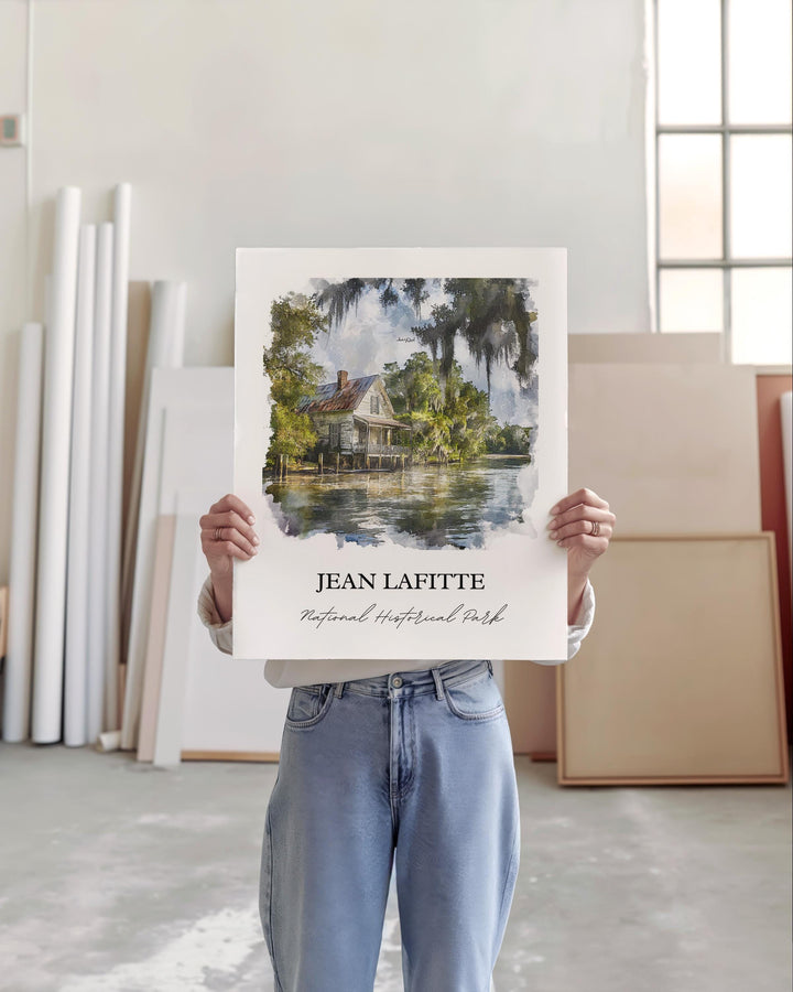 Jean Lafitte National Park Art, Louisiana Print, Louisiana Watercolor, Jefferson Parish Gift, Travel Print, Travel Poster, Housewarming Gift
