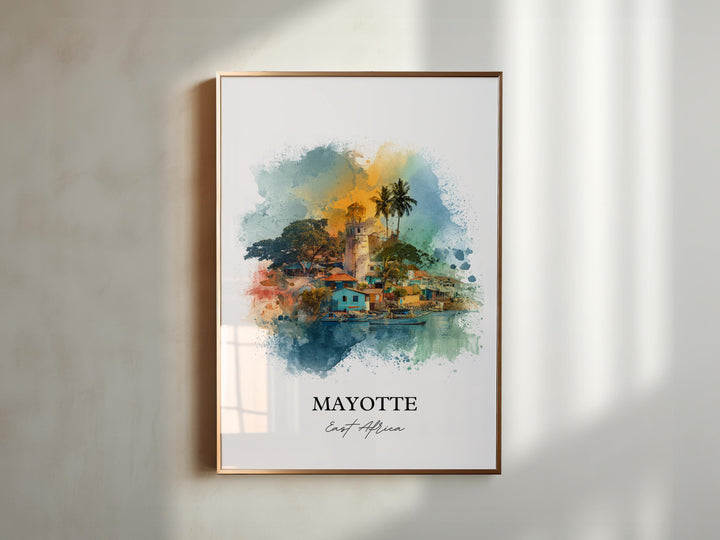 Mayotte Wall Art, Mayotte Print, Mayotte Watercolor Art, East Africa Gift, Travel Print, Travel Poster, Housewarming Gift