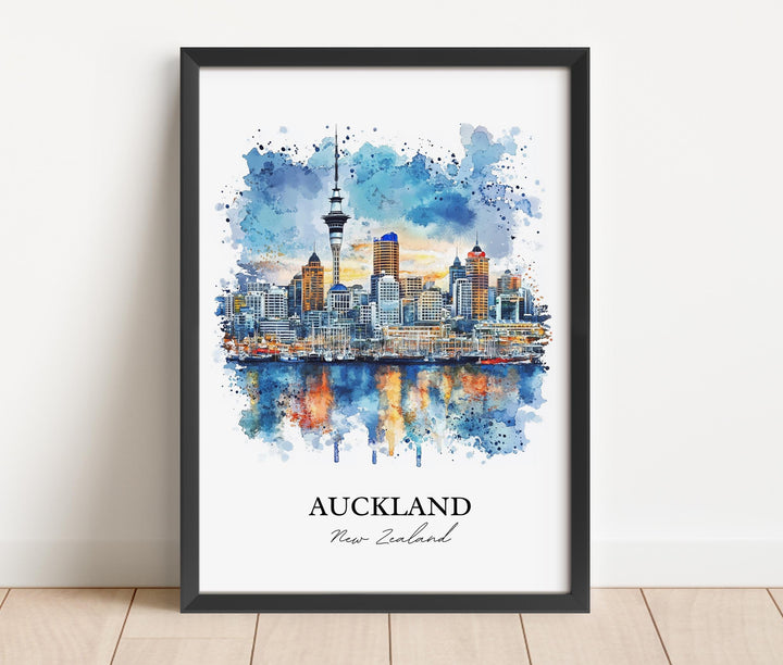 Auckland Wall Art, Auckland NZ Print, New Zealand Watercolor Art, Auckland Gift, Travel Print, Travel Poster, Housewarming Gift