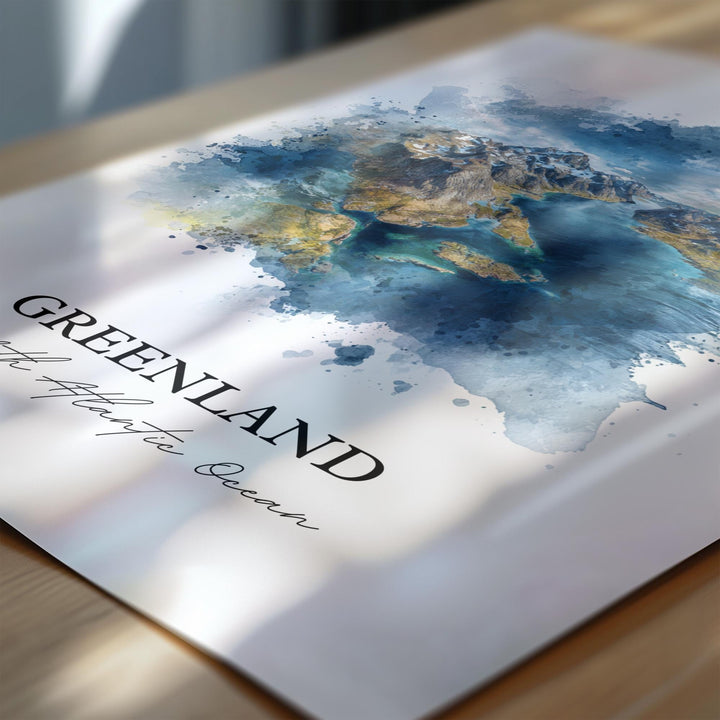 Greenland Wall Art, Greenland Print, Greenland Watercolor Art, Greenland Gift, Travel Print, Travel Poster, Housewarming Gift