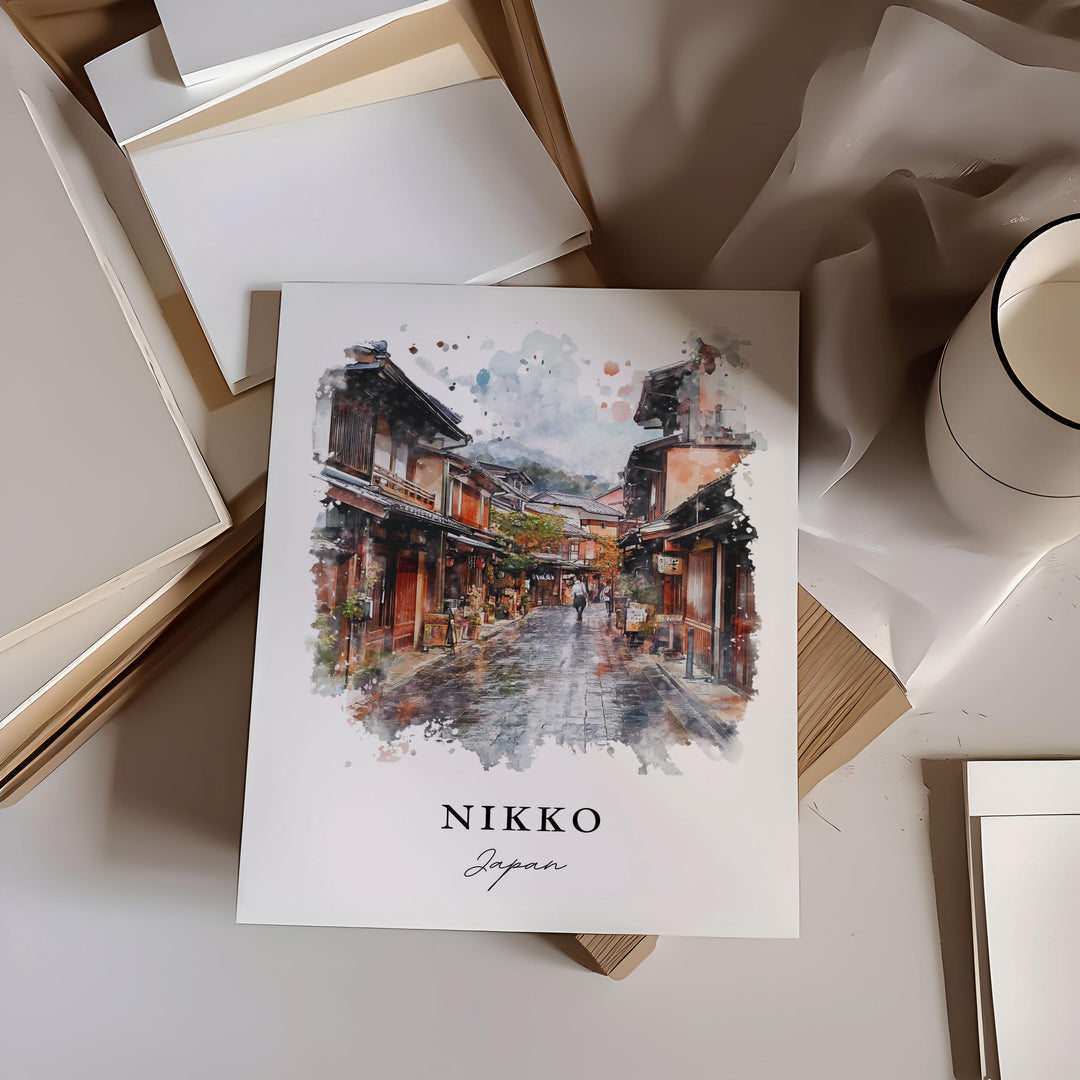 Nikko Japan Wall Art, Nikko Print, Toshogu Watercolor Art, Tochigi Prefecture Gift, Nikko