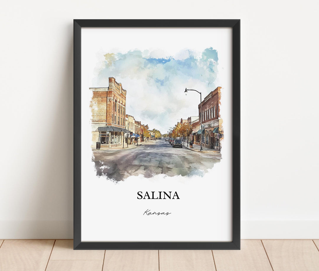 Salina Kansas Wall Art, Saline County Print, Kansas Watercolor Art, Salina KS Gift, Travel Print, Travel Poster, Housewarming Gift