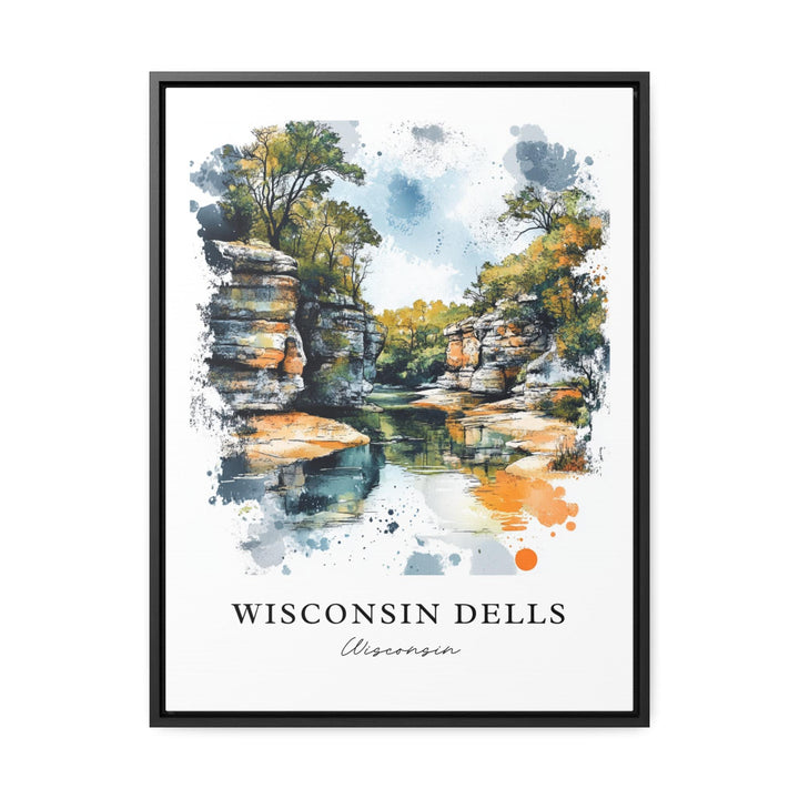 Wisconsin Dells Wall Art, Wisconsin River Print, WI Watercolor, Mirror Lake State Park Gift,