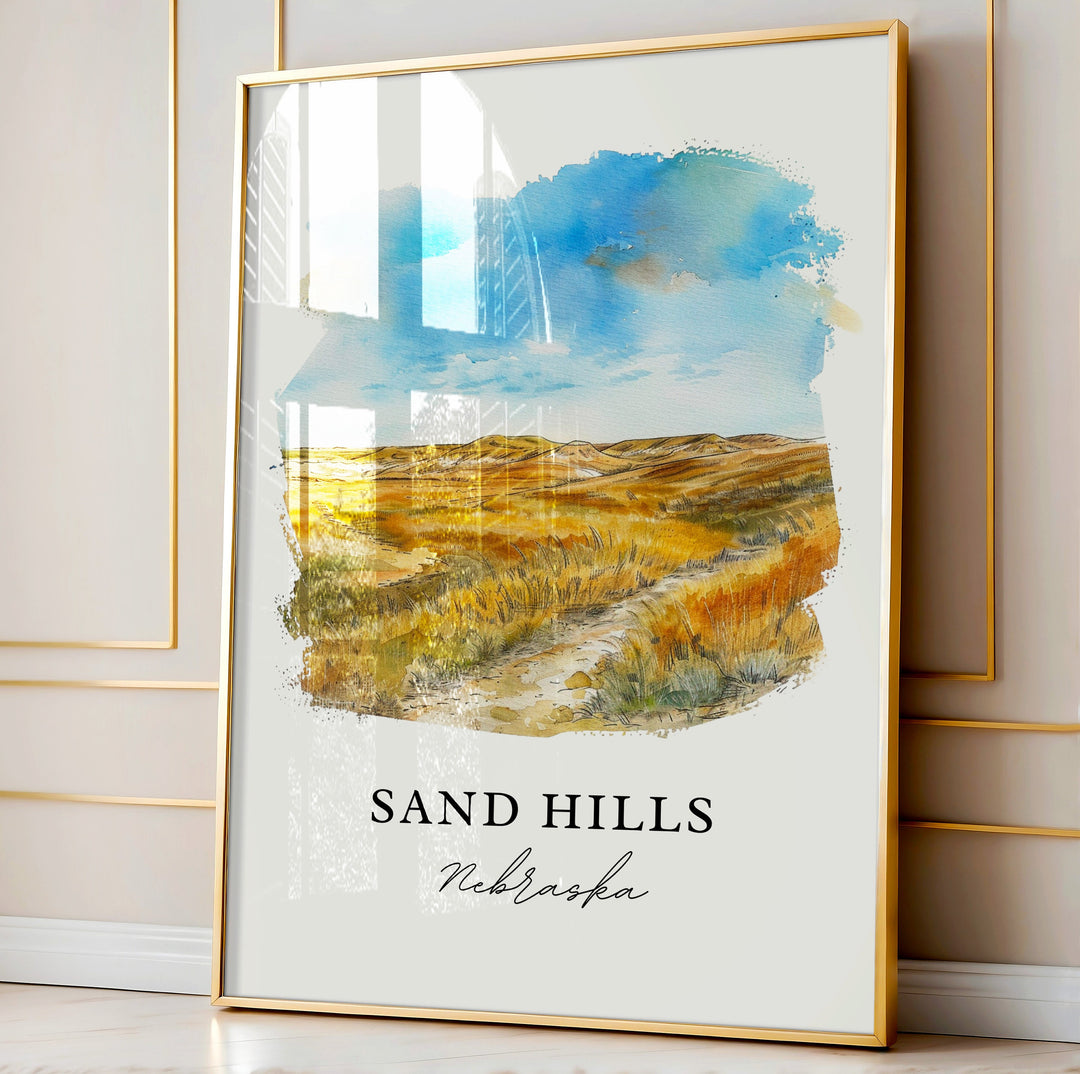 Sand Hills NE Wall Art, Sand Hills Print, Sand Hills Nebraska Watercolor, Nebraska Art Gift,