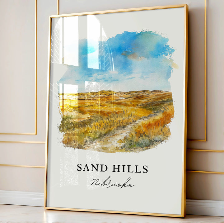 Sand Hills NE Wall Art, Sand Hills Print, Sand Hills Nebraska Watercolor, Nebraska Art Gift,