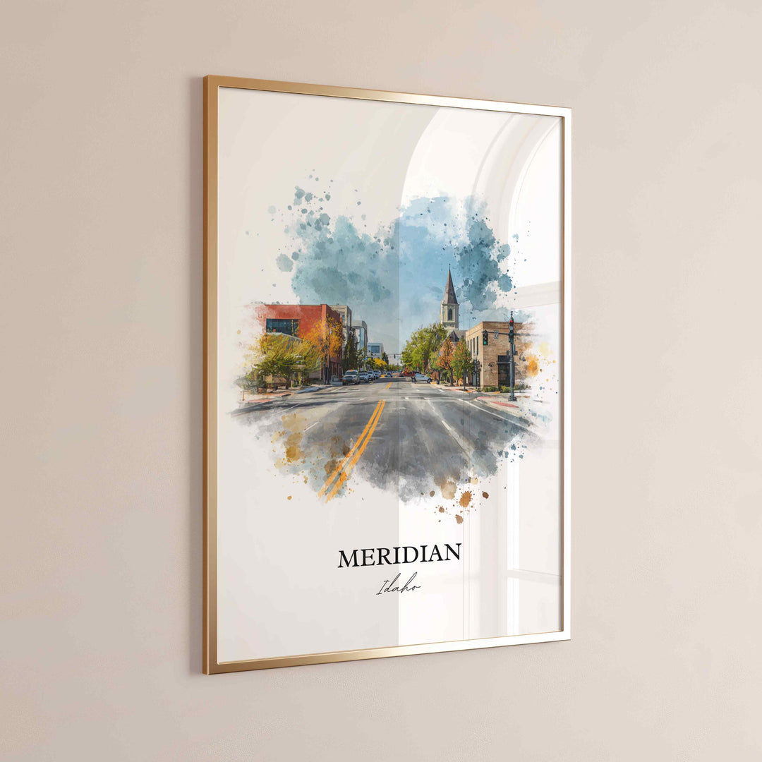Meridian, Idaho Wall Art, Idaho Print, Idaho Watercolor Art, Meridian Idaho Gift, Travel Print, Travel Poster, Housewarming Gift