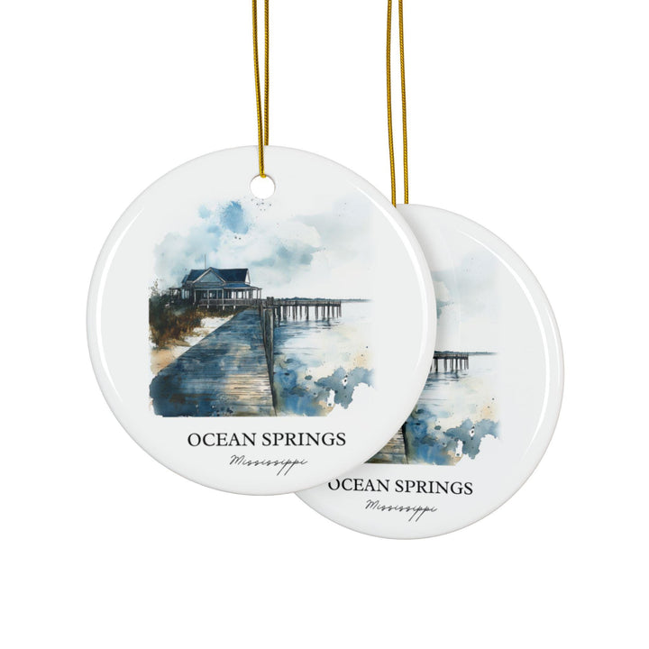 Ocean Springs MS Ornament: Unique Gulf Coast Souvenir, Ocean Springs Xmas Decor, and Authentic Mississippi Gift