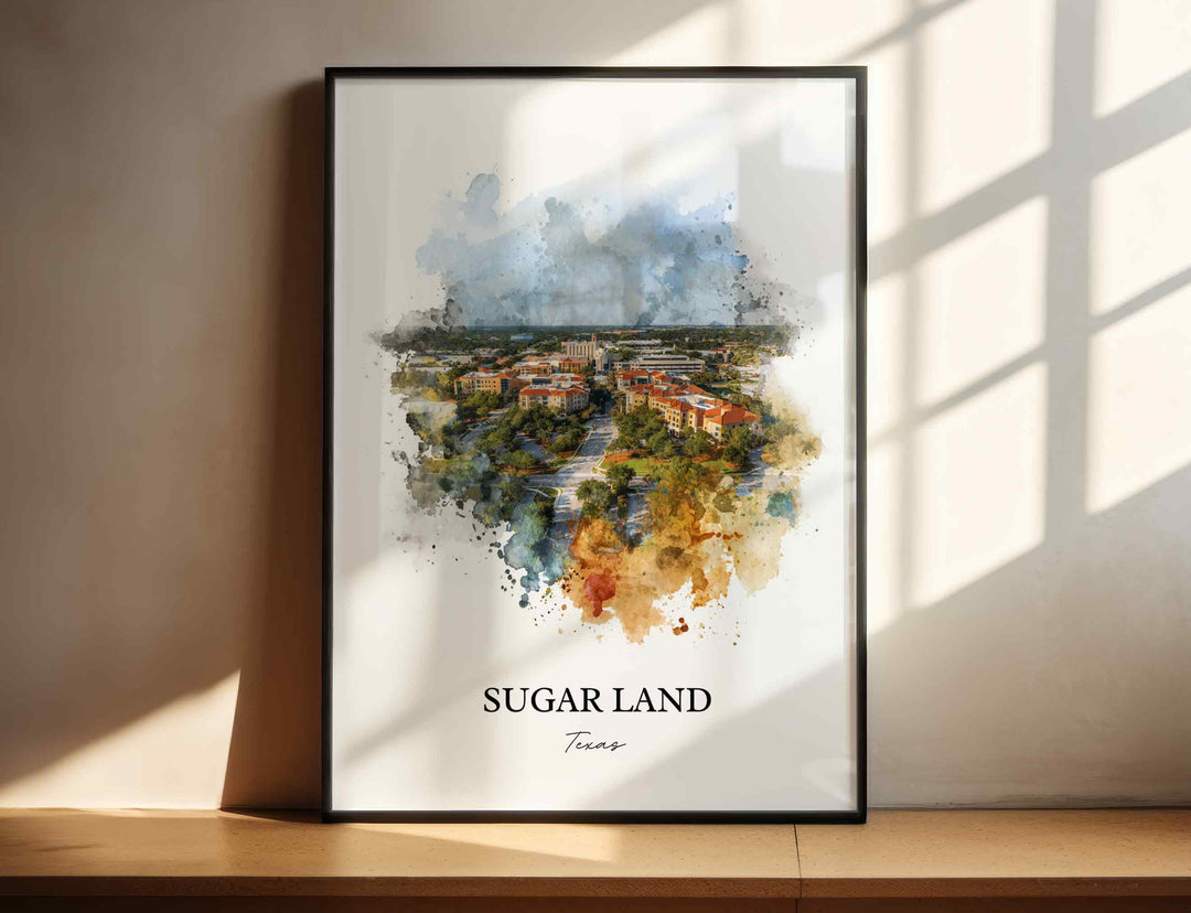Sugar Land, Texas – Watercolor Art Print