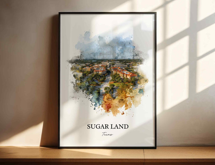 Sugar Land, Texas – Watercolor Art Print