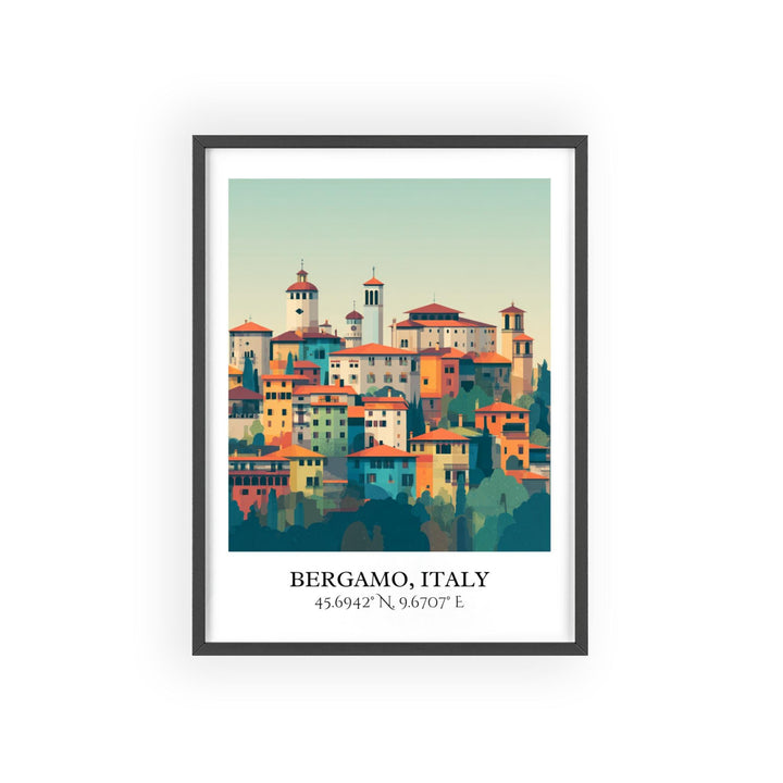 Bergamo Italy Art, Bergamo Retro Travel Art, Bergamo Home Decor, Bergamo Italy Gift, Italy Travel Art, Travel Prints, Housewarming Gift