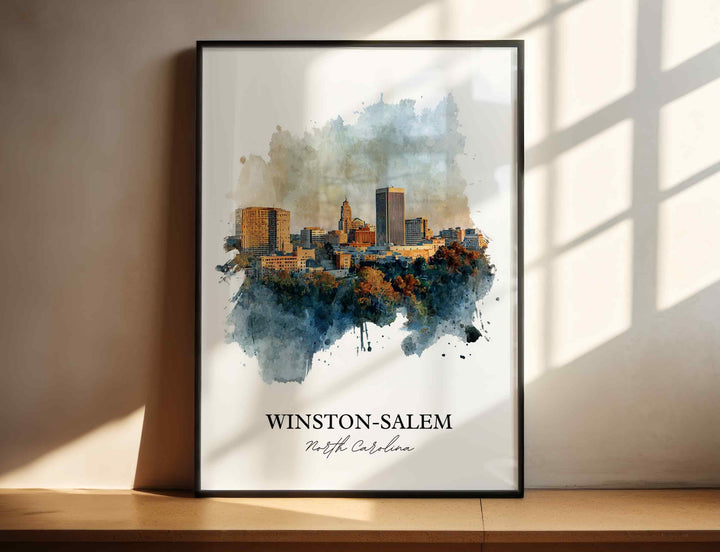 Winston-Salem, North Carolina – Watercolor Art Print