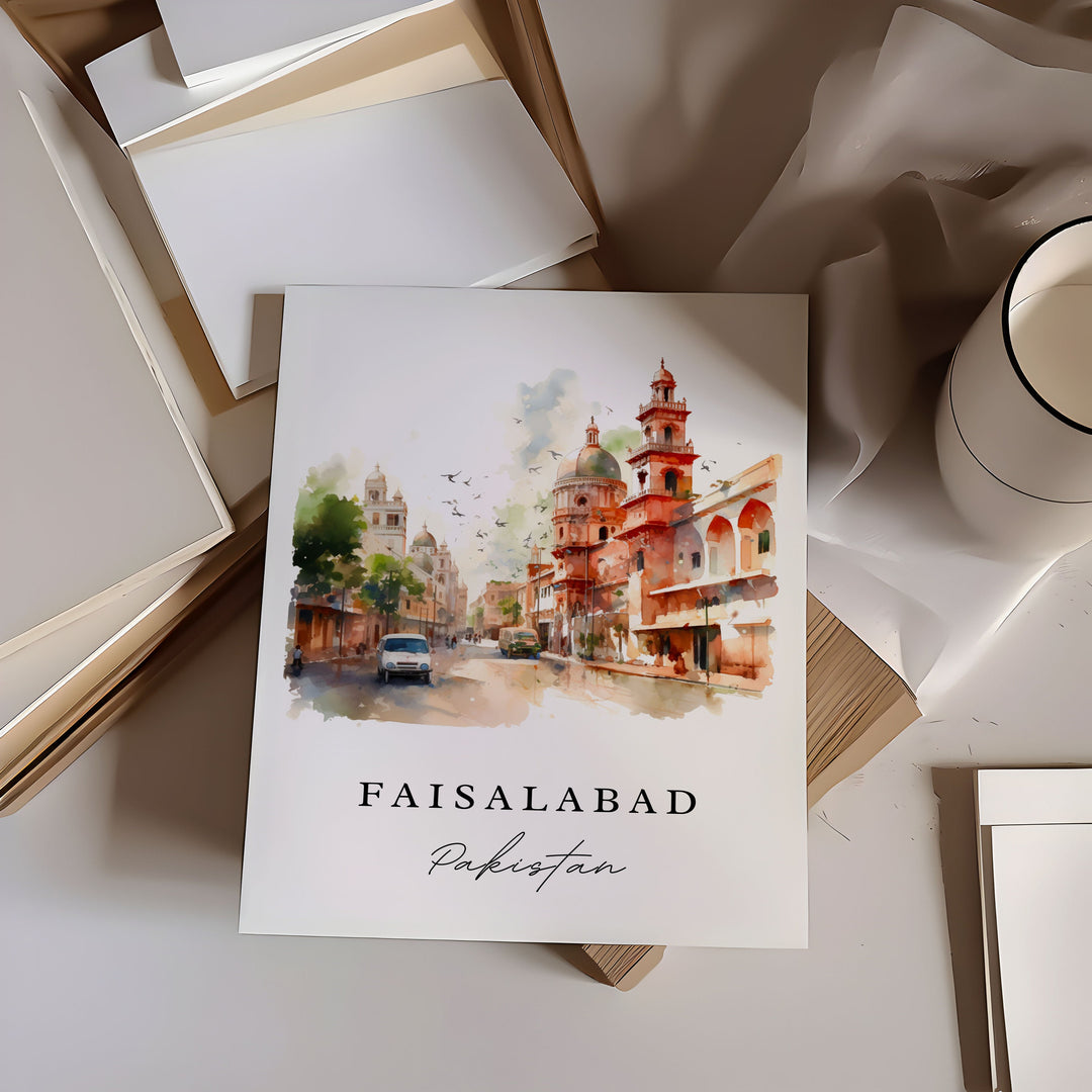 Faisalabad Pakistan wall art - Pakistan, Faisalabad poster print, Faisalabad Wedding gift, Birthday present, Custom Text, Perfect Gift