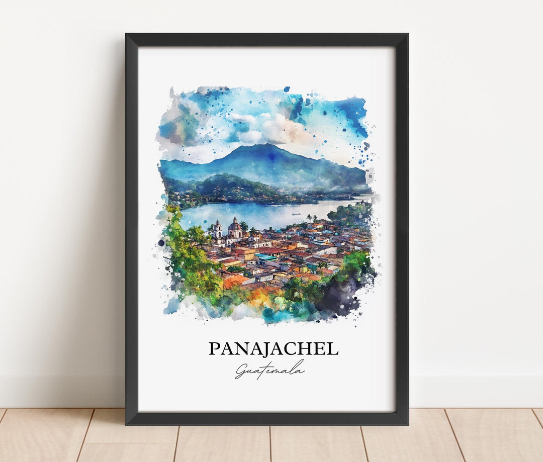 Panajachel Wall Art, Guatemala Print, Guatemala Watercolor Art, Panajachel Gift, Travel Print, Travel Poster, Housewarming Gift