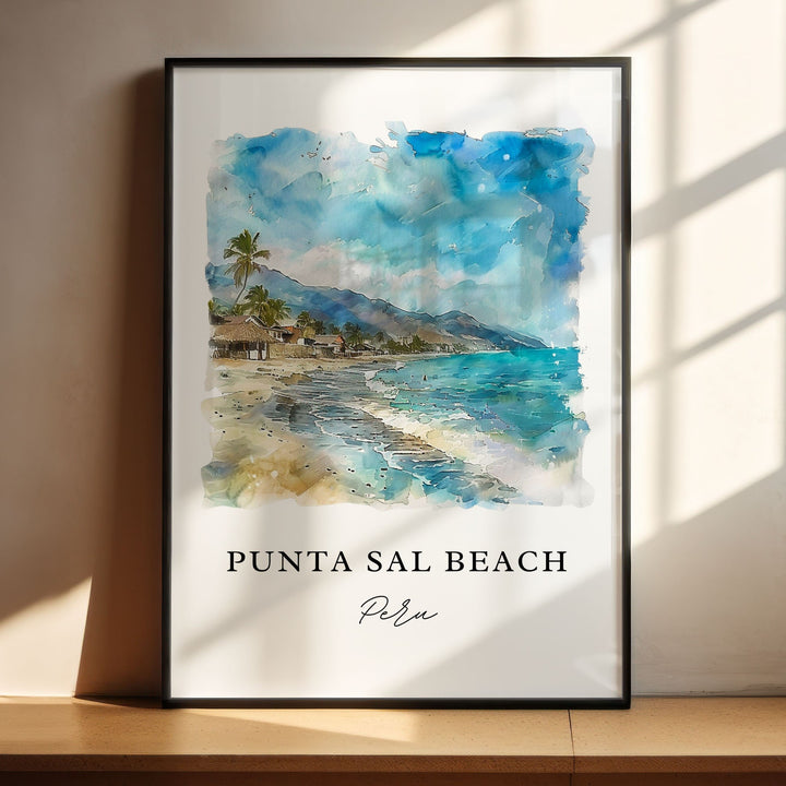 Punta Sal Peru Art, Punta Sal Beach Print, Tumbes Peru Watercolor Art, Tumbes Peru Gift,