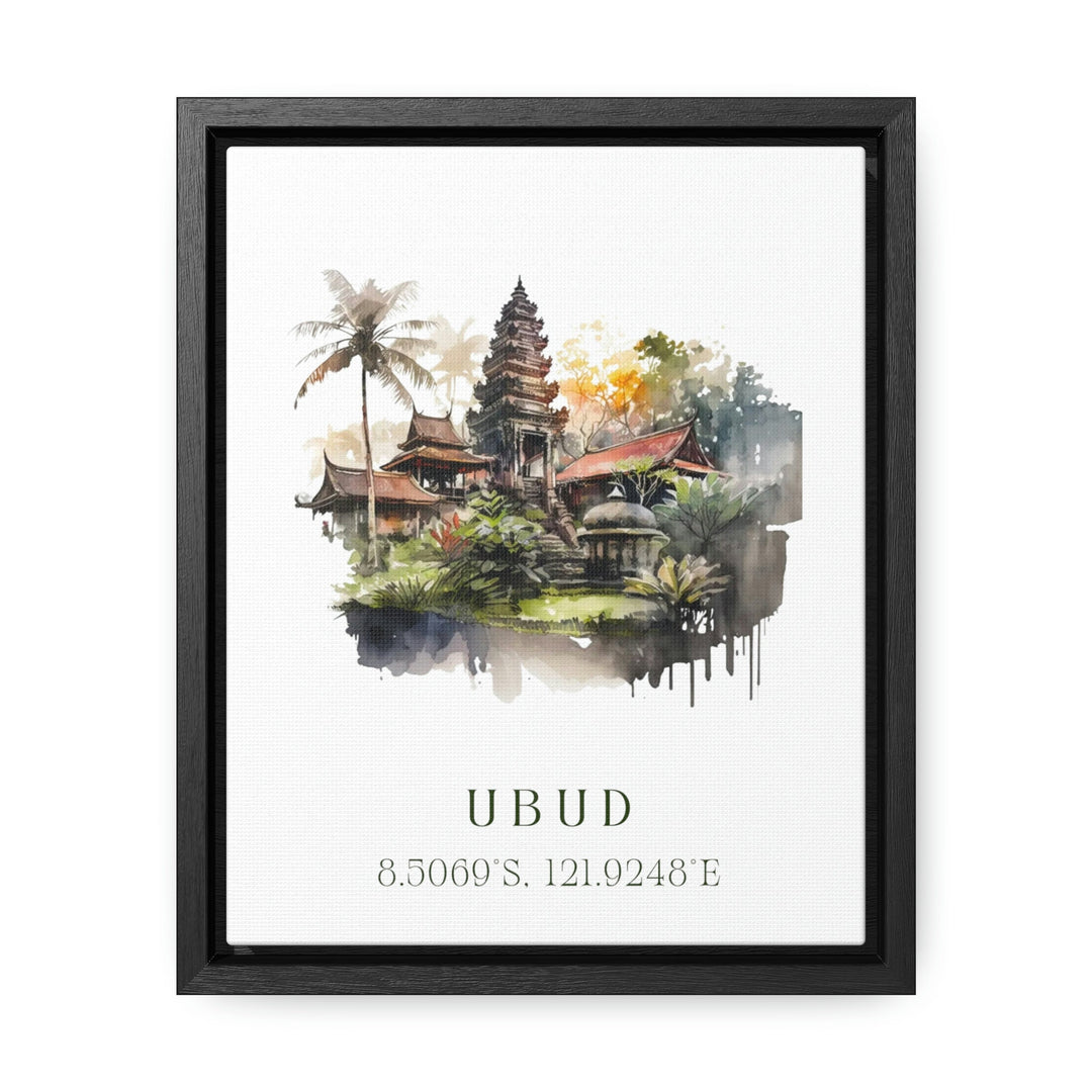 Ubud traditional travel art - Bali, Ubud poster, Wedding gift, Birthday present, Custom Text, Personalised Gift