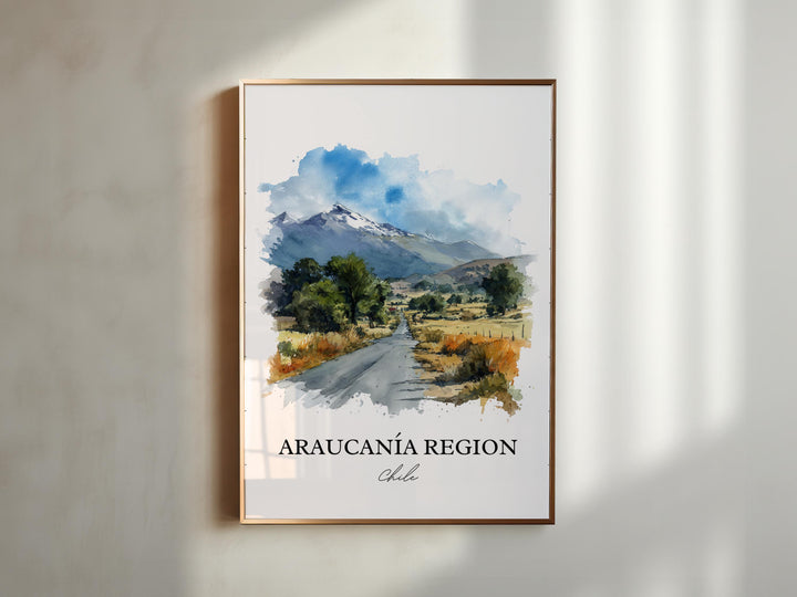 Araucania Region Wall Art, Araucania Chile Print, Chile Watercolor Art, Chile Gift, Chile Travel Print, Travel Poster, Housewarming Gift