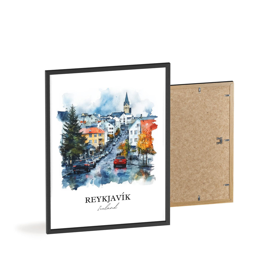 Reykjavik Wall Art, Reykjavik Print, Iceland Watercolor Art, Reykjavik Gift, Travel Print, Travel Poster, Housewarming Gift